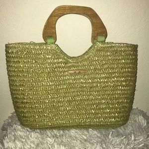Green weaved purse